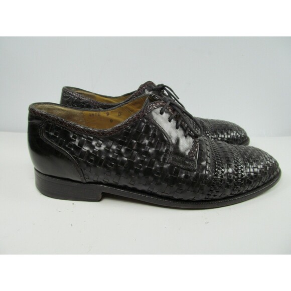 Dino Monti Ante Vintage Mens Black Leather Woven Lace Up Oxfords Size US 9 D - Picture 2 of 12